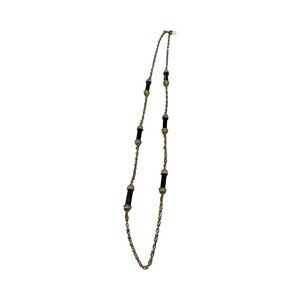 c wonder christian siriano Signed Black Glass Gold Tone Statement Necklace